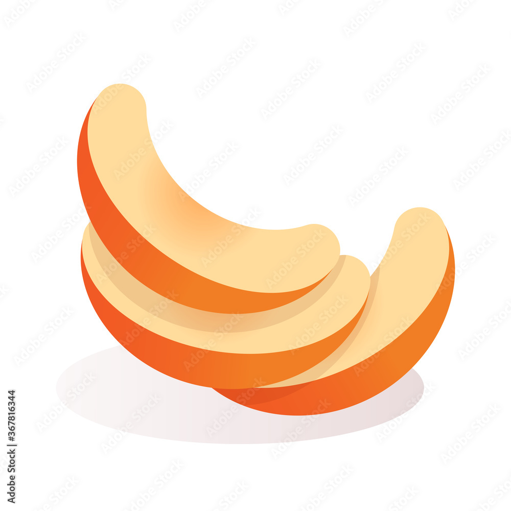 Vector illustration of peach slices on a white background. Peach for label, logo, menu and website, advertising, icons for printing on fabric. Healthy vegan food concept. Vector illustration of peach slices on a white background. Peach for label, logo, menu and website, advertising, icons for printing on fabric. Healthy vegan food concept.