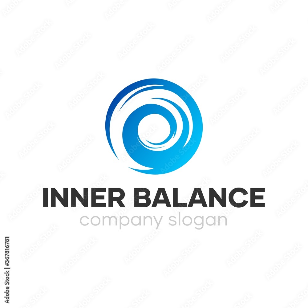 Inner Circle Yoga Logo Blue Wave Design Idea