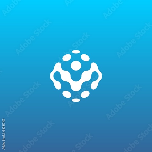 M Letter Tech Globe Logo Design