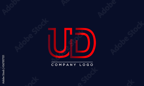 Abstract creative minimal unique alphabet letter icon logo UD photo