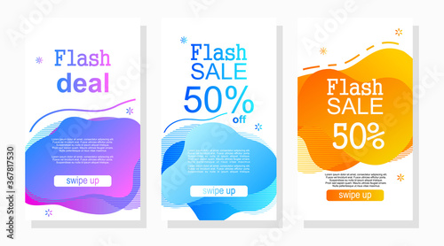 set of colorful sale tags social media stories post promotion and advertisement