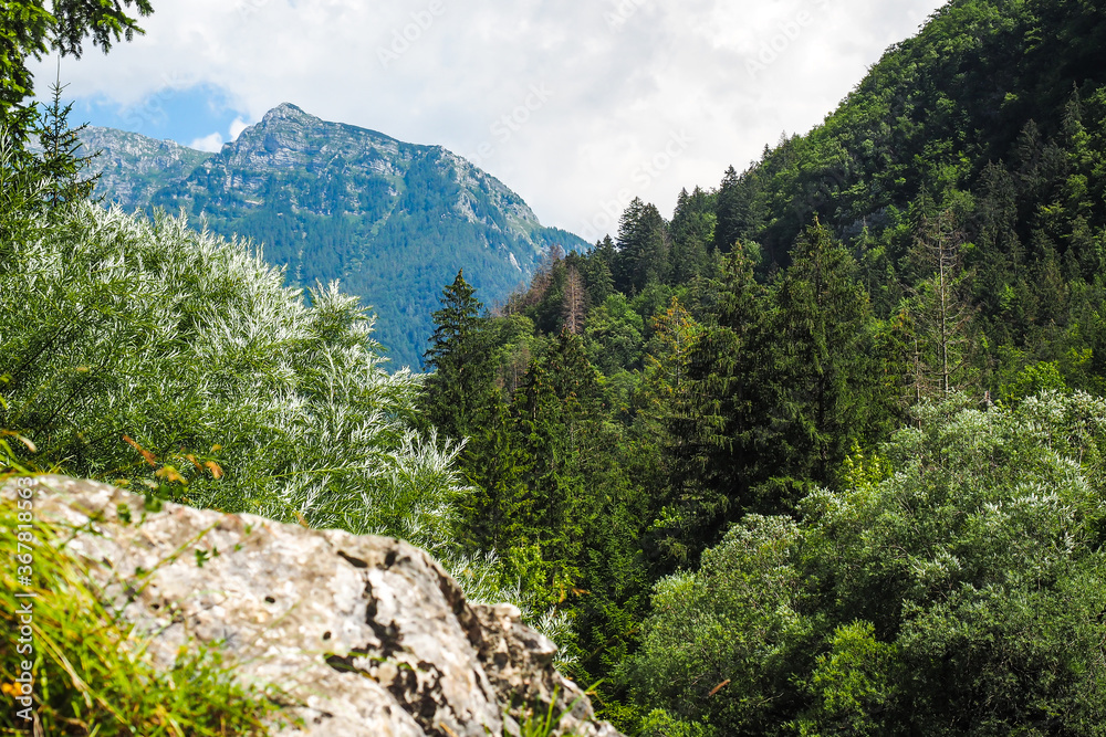 Julian Alps and Triglav National Park in Slovenia, defocused