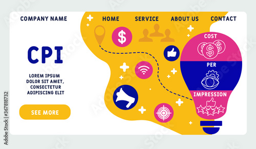 Vector website design template . CPI Cost Per Impression.  business concept. illustration for website banner, marketing materials, business presentation, online advertising.