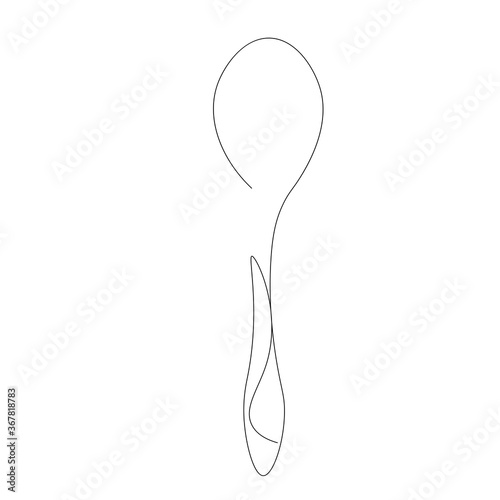 Spoon silhouette one line drawing. Vector illustration