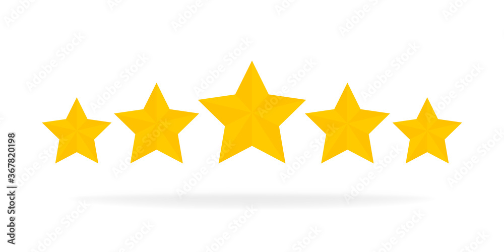 Five Stars Rating Gold icon. 3D cartoon game design ui elements. Win Prizes, Ratting, Award, Success concept. Vector Five Stars Rating Gold icon. 3D cartoon game design ui elements. Win Prizes, Ratting, Award, Success concept. Vector