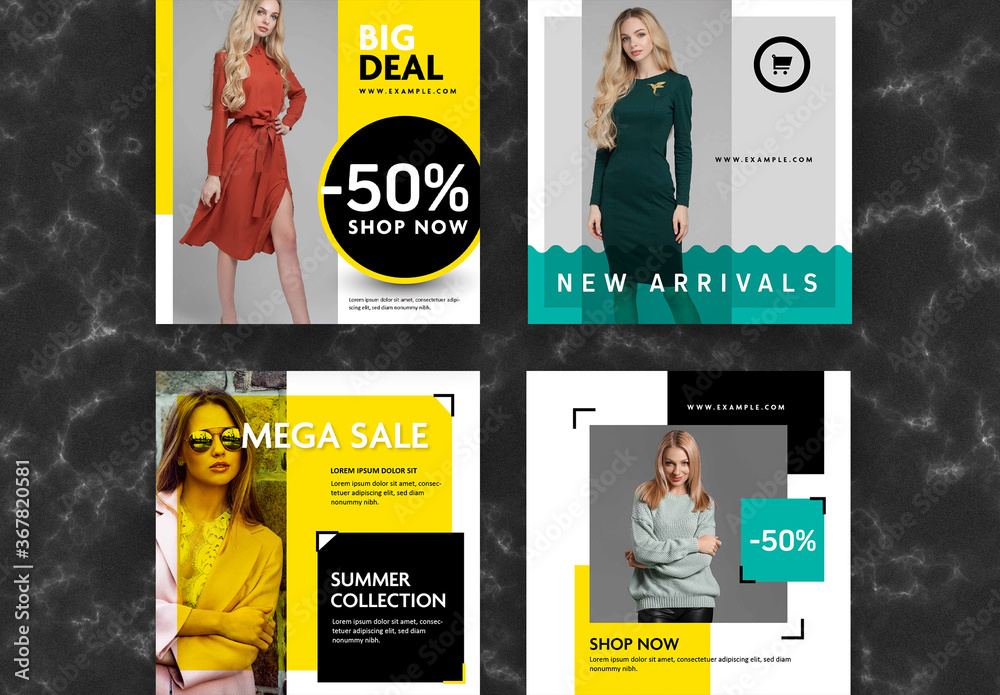 Look Style Post Modern Fashion Social Media Post Layouts Stock Template | Adobe Stock