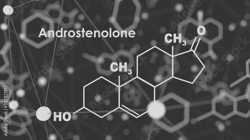 Chemical molecular formula hormone androstenolone. Infographics animation. photo