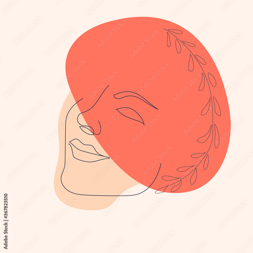 Modern abstract faces with abstract shapes. Drawing of woman face, fashion concept, woman beauty minimalist with geometric doodle. Abstract floral elements pastel colors. Vector Modern abstract faces with abstract shapes. Drawing of woman face, fashion concept, woman beauty minimalist with geometric doodle. Abstract floral elements pastel colors. Vector