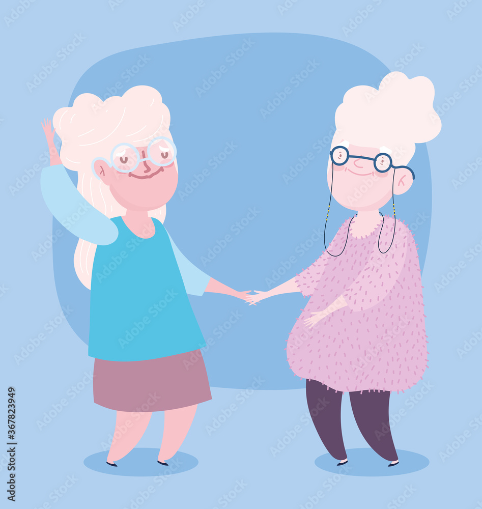 happy grandparents day, cartoon characters two old grandmothers happy grandparents day, cartoon characters two old grandmothers