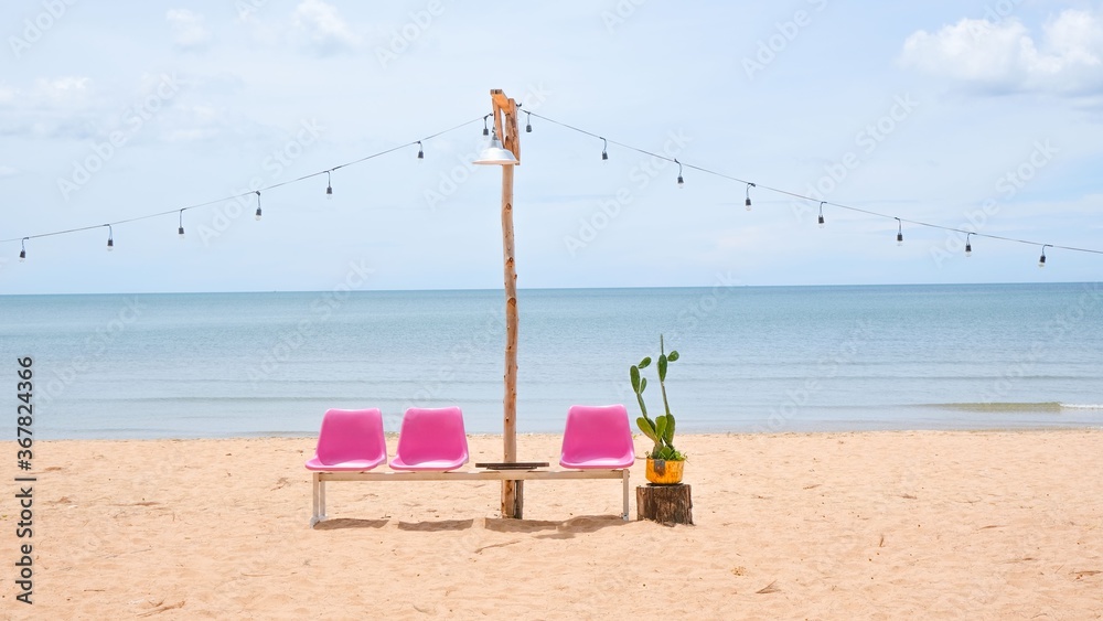 Seats on the beach with blue sky background,Thailand Seats on the beach with blue sky background,Thailand