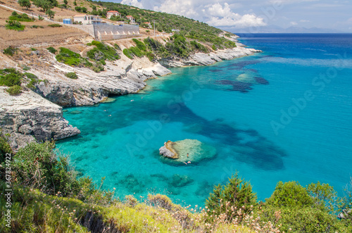 Picturesque Xigia sandy beach on north east coast of Zakynthos island  Greece
