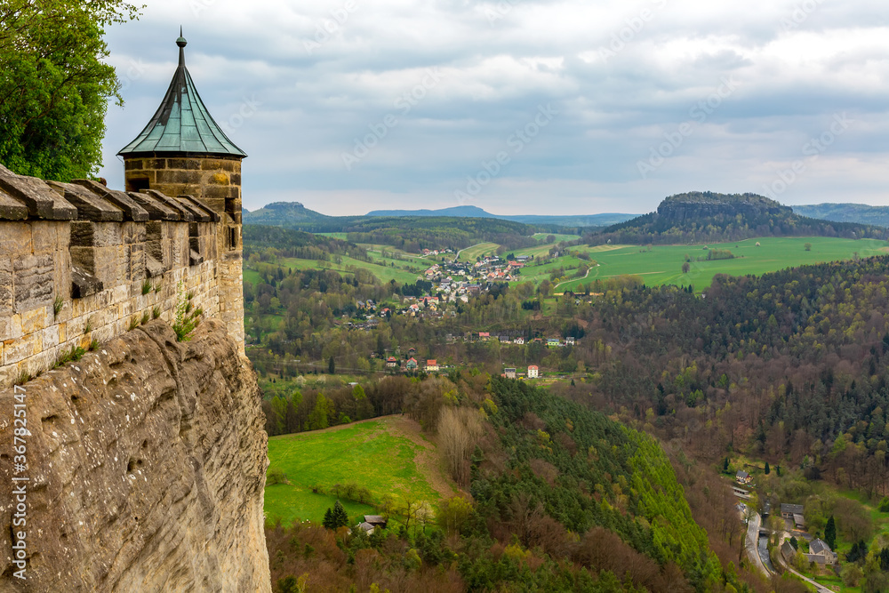Fortress wall. Fortress Koenigstein in Saxon Switzerland, Germany
