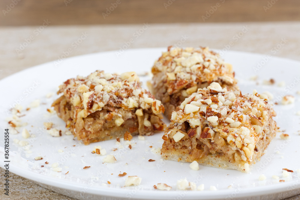 Homemade Healthy apple pie with crushed almonds, gluten-free. Homemade Healthy apple pie with crushed almonds, gluten-free.