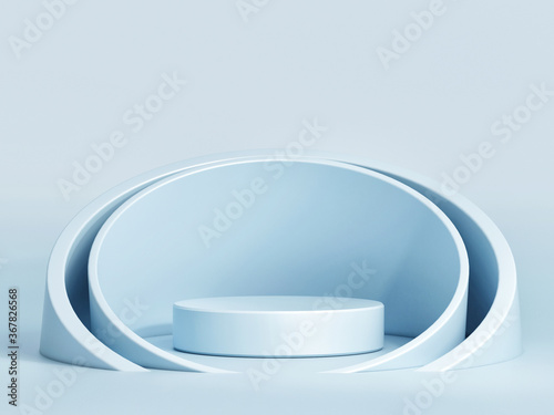 Geometric blue podium for product presentation, 3d render, 3d illustration photo