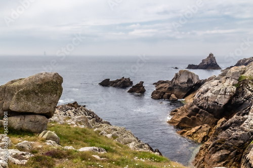 rocky coast of the island of Ouessant, off Brittany