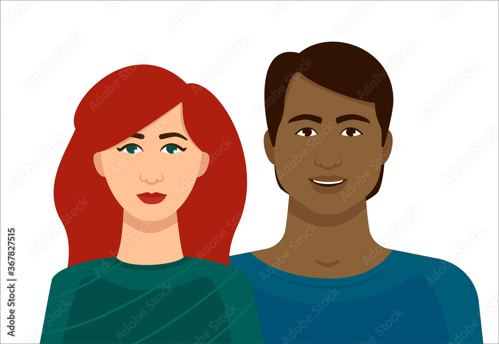 A couple of people of different nationalities and skin color. No to racism. Love without prejudice. A couple of people of different nationalities and skin color. No to racism. Love without prejudice.