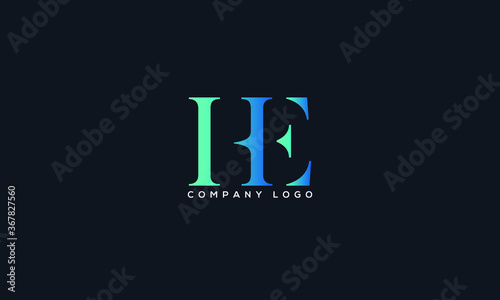 Abstract creative minimal and unique alphabet letter icon logo HE