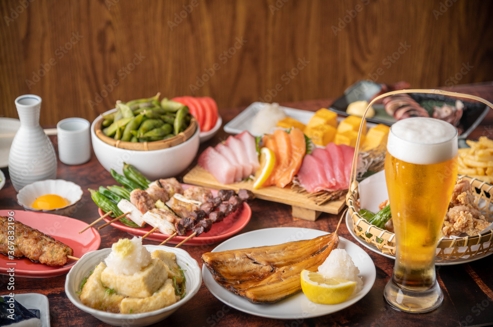 japanese izakaya styke restaurant food with beer japanese izakaya styke restaurant food with beer