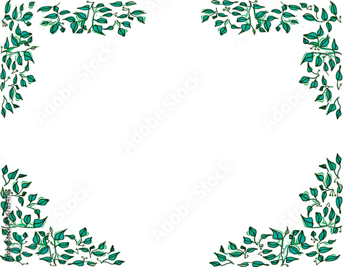 Illustration decorated Iluustration frame for invitation or annoucement with green leaves design