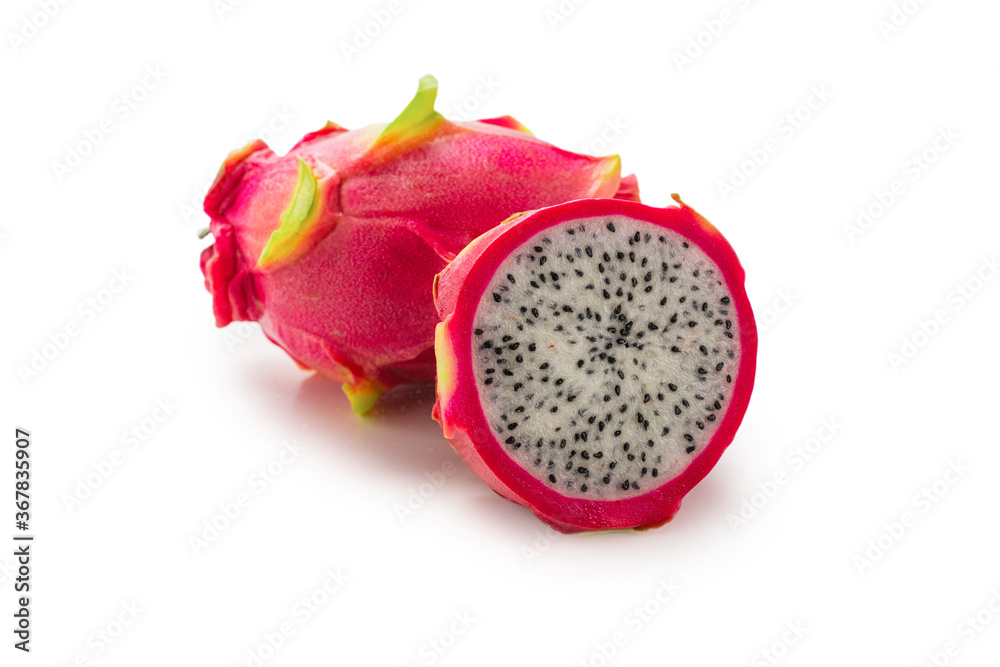 Sweet tasty dragon fruit or pitaya isolated on white. Sweet tasty dragon fruit or pitaya isolated on white.