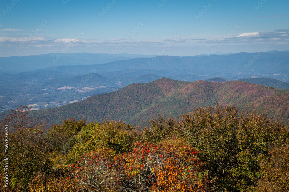 View of the Blue Ridge Mountains from the Brasstown Bald in Georgia
