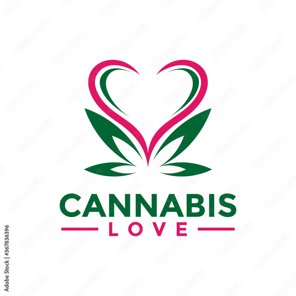 Fototapeta premium cannabis love logo