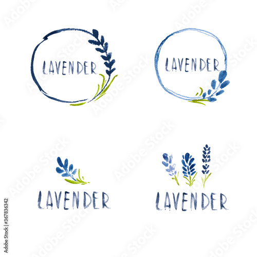 Set of template label design of beautiful abstract lavender flowers. Vector illustration