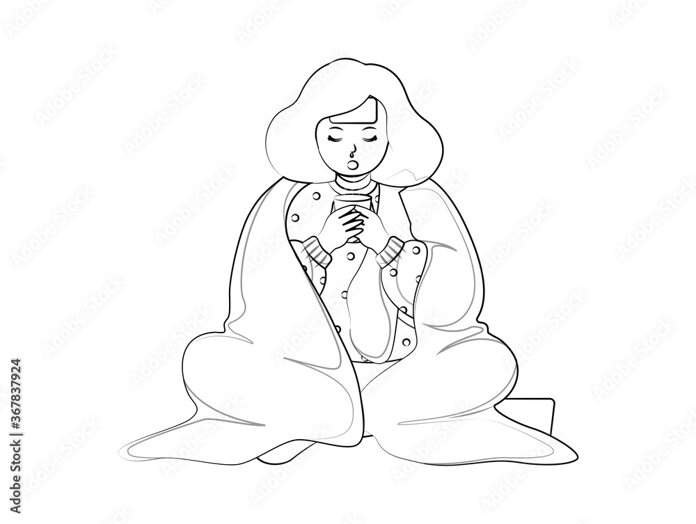Person with fever icon illustrator Person with fever icon illustrator