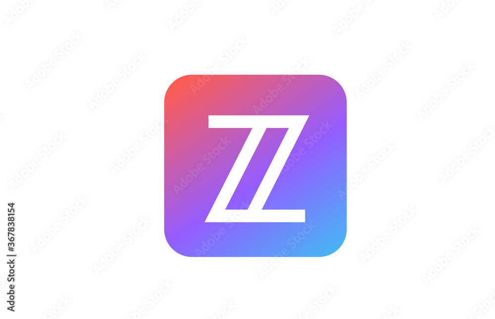 colored blue pink Z alphabet letter logo icon. Line design for business and company identity colored blue pink Z alphabet letter logo icon. Line design for business and company identity