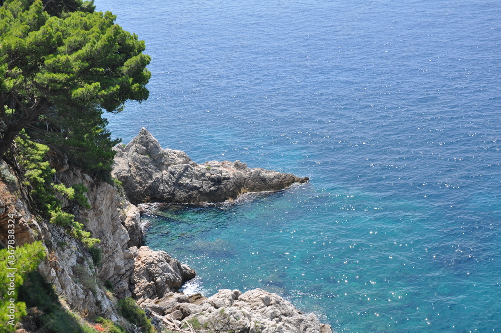 Dubrovnik, view from the cliff to the sea.