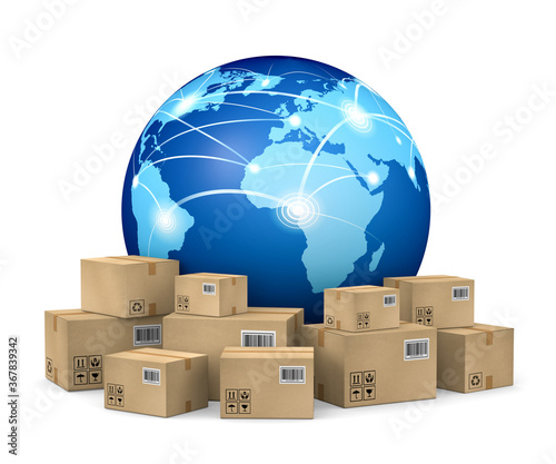 3d illustration international delivery in the world