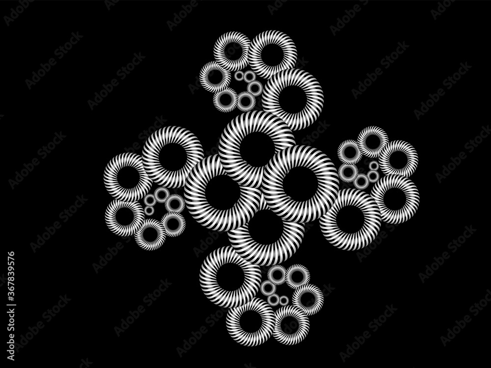 Abstract linear black and white Spiral Fractal