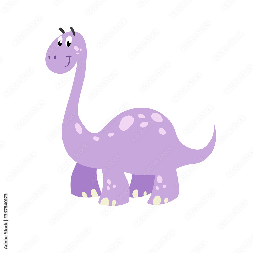 Cartoon dinosaur brachiosaurus. Flat cartoon style diplodocus drawing. Best  for kids dino party designs. Prehistoric Jurassic period character. Vector  illustration isolated on white. Stock Vector | Adobe Stock