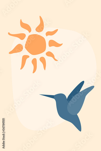Abstract summer vibes background for design room interior poster, wallpaper, wall decor, greeting card, party invitation, phone case, tote bag, shop sale advertising, family event flyer.