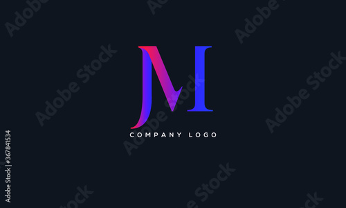 Abstract creative minimal and unique alphabet letter icon logo JM