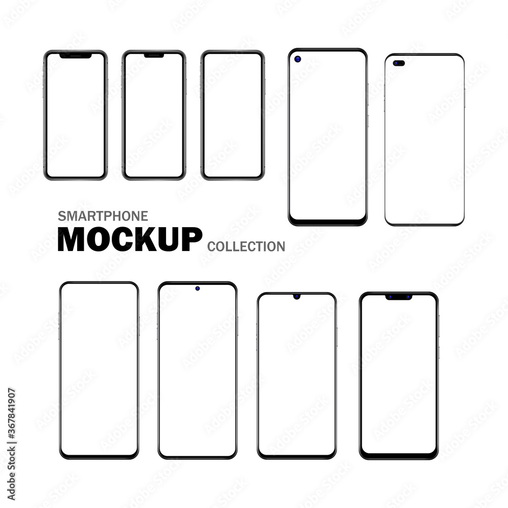 Set of smart phone with blank screen, editable vector illustration Set of smart phone with blank screen, editable vector illustration