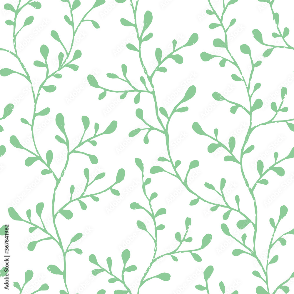 Vector seamless floral pattern with hand drawn branches. Scratched texture. Cute simple design for wallpaper, fabric, textile, wrapping paper Vector seamless floral pattern with hand drawn branches. Scratched texture. Cute simple design for wallpaper, fabric, textile, wrapping paper