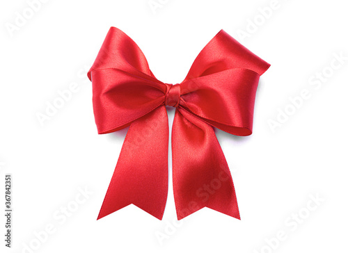 Red bow isolated on white background.