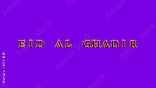 eid al ghadir fire text effect violet background. animated text effect with high visual impact. letter and text effect. Alpha Matte.  photo