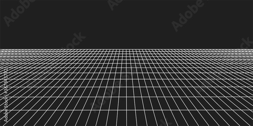 Abstract perspective white grid. Wireframe landscape. Vector illustration.