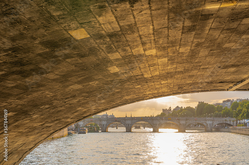 Paris, France - 07 17 2020: View of bridge from a boat on the Seine © Franck Legros
