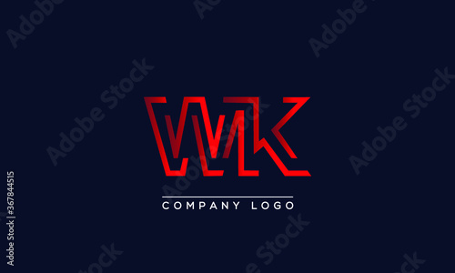 Abstract minimal unique modern alphabet letter icon logo WK