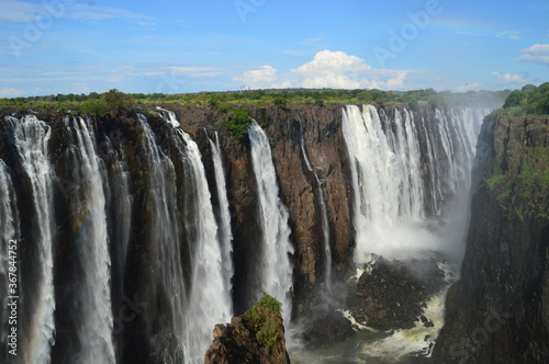 The massive Victoria Falls waterfalls between Zimbabwe and Zambia in Southern Africa