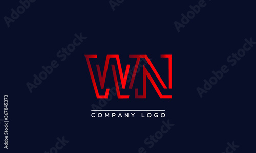 Abstract minimal unique modern alphabet letter icon logo WN