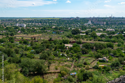 Scenic city view from the hill. 