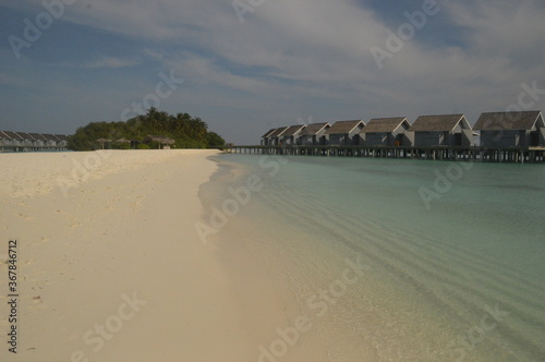 Fototapeta Naklejka Na Ścianę i Meble -  The paradise beaches on The Maldives in the Indian Ocean