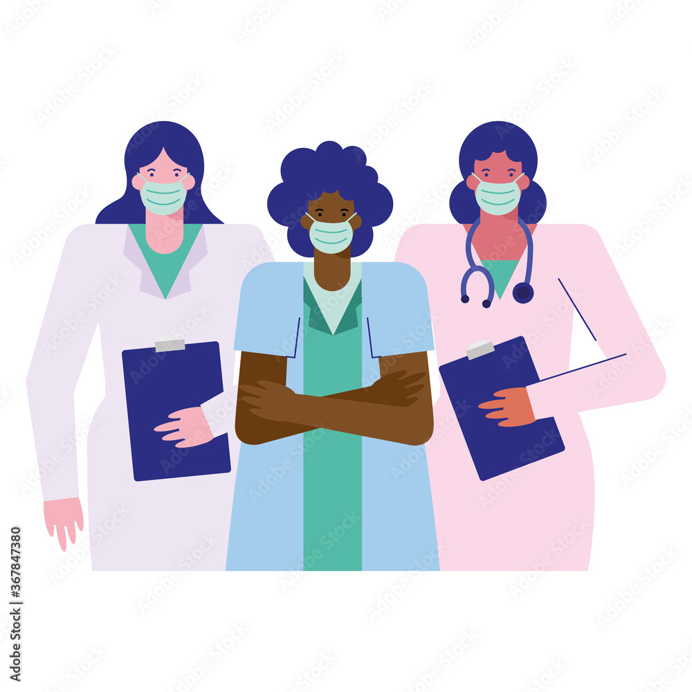 Fototapeta premium professional female doctors wearing medical masks