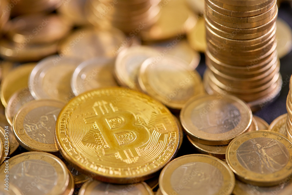 Stock Photo - Euro coins. Euro money. Euro currency.Coins stacked on each other in different positions. Money concept Stock Photo - Euro coins. Euro money. Euro currency.Coins stacked on each other in different positions. Money concept
