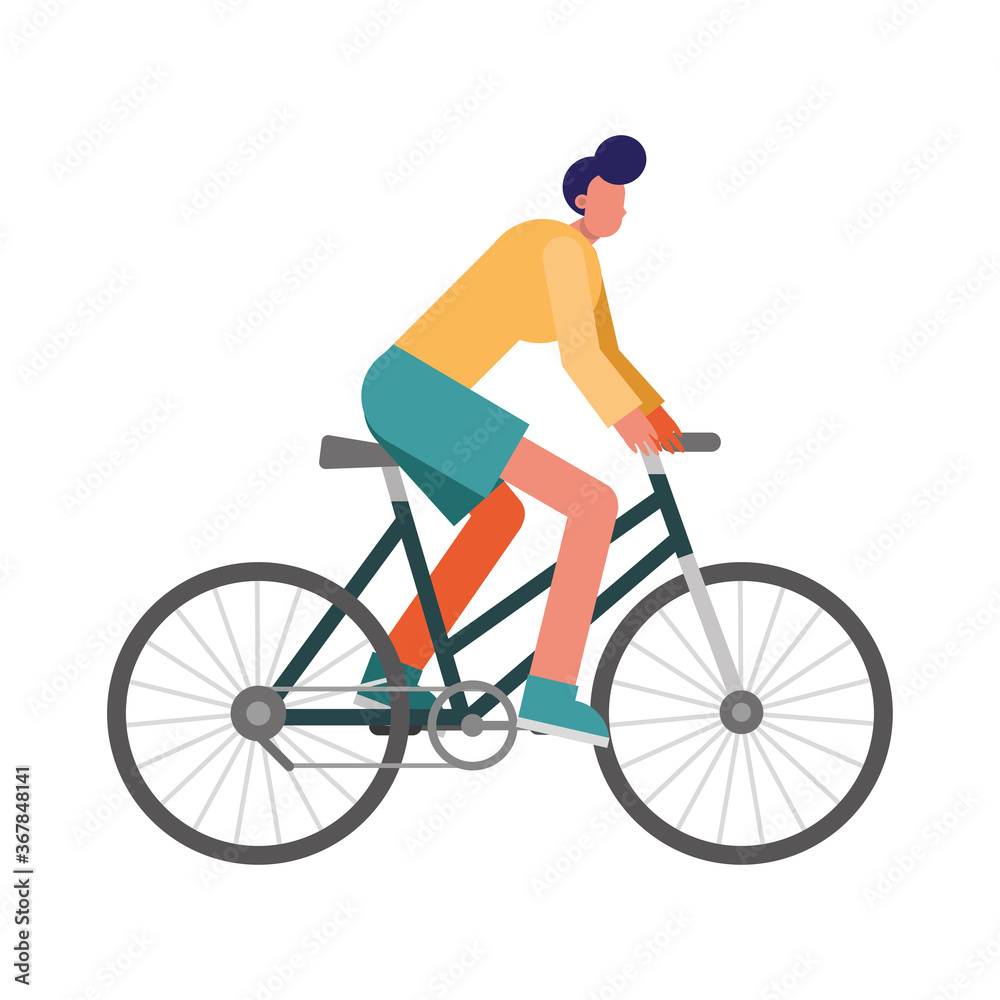 Obraz premium young man bike ride practicing activity character