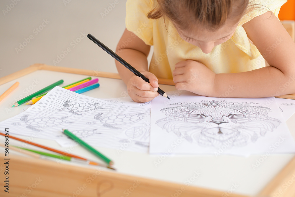 Cute little girl coloring pictures at home Cute little girl coloring pictures at home